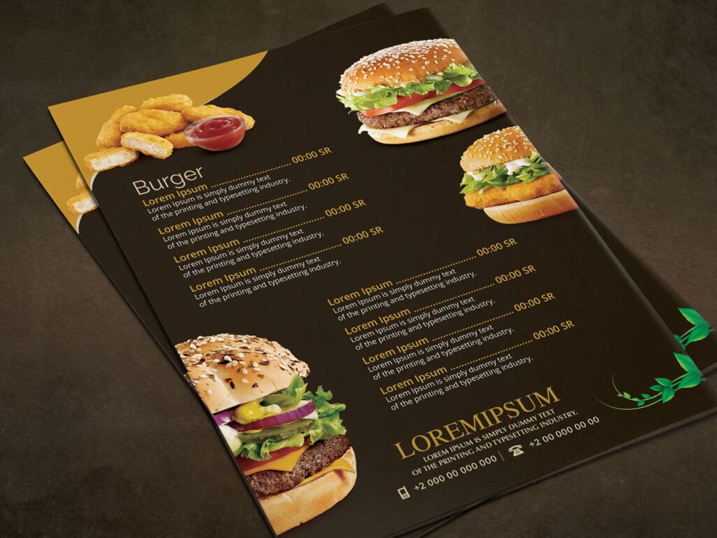 Flyer, menu